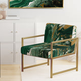 Green and Gold Liquid Magic I - Modern Accent Chair