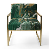 Green and Gold Liquid Magic I - Modern Accent Chair
