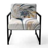 White Stained Glass Floral Floral Accent Chair