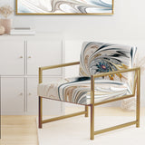 White Stained Glass Floral Floral Accent Chair