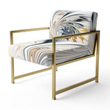 White Stained Glass Floral Floral Accent Chair
