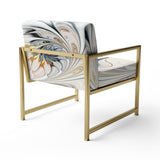White Stained Glass Floral Floral Accent Chair