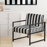 Black And White Striped Lines Harmony- Upholstered Accent Chair