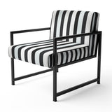 Black And White Striped Lines Harmony- Upholstered Accent Chair