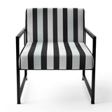 Black And White Striped Lines Harmony- Upholstered Accent Chair