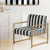 Black And White Striped Lines Harmony- Upholstered Accent Chair