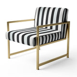 Black And White Striped Lines Harmony- Upholstered Accent Chair