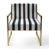 Black And White Striped Lines Harmony- Upholstered Accent Chair