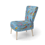 Multi-Colour Birds On Blue Branches - Upholstered Accent Chair