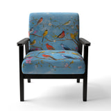 Multi-Colour Birds On Blue Branches - Upholstered Accent Chair