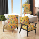 Multi-Colour Bird On Tree - Upholstered Farmhouse Accent Chair