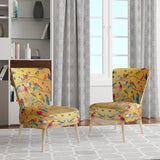 Multi-Colour Bird On Tree - Upholstered Farmhouse Accent Chair