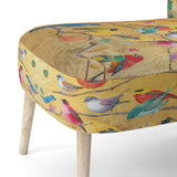 Multi-Colour Bird On Tree - Upholstered Farmhouse Accent Chair