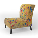 Multi-Colour Bird On Tree - Upholstered Farmhouse Accent Chair