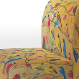 Multi-Colour Bird On Tree - Upholstered Farmhouse Accent Chair