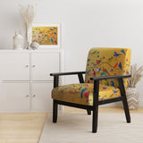 Multi-Colour Bird On Tree - Upholstered Farmhouse Accent Chair