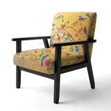 Multi-Colour Bird On Tree - Upholstered Farmhouse Accent Chair