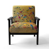 Multi-Colour Bird On Tree - Upholstered Farmhouse Accent Chair