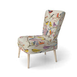 Multi-Colour Birds On Cream Branches - Upholstered Accent Chair