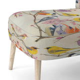 Multi-Colour Birds On Cream Branches - Upholstered Accent Chair