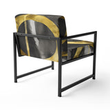 Black And Gold Abstract Ribbon Flow - Upholstered Accent Chair