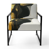 Gold And Black Abstract Brushstrokes On Cream - Upholstered Accent Chair