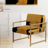 Gilded Gold And Black Abstract Strokes - Upholstered Accent Chair