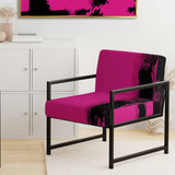 Magenta And Black Bold Abstract Strokes - Upholstered Accent Chair