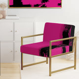 Magenta And Black Bold Abstract Strokes - Upholstered Accent Chair