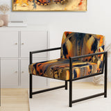 Orange Buttlerfly in Watercolor Painting Floral Accent Chair