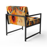 Orange Buttlerfly in Watercolor Painting Floral Accent Chair
