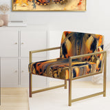 Orange Buttlerfly in Watercolor Painting Floral Accent Chair