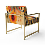 Orange Buttlerfly in Watercolor Painting Floral Accent Chair