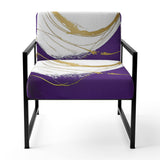 Purple And Gold Abstract Circle Swirl - Upholstered Accent Chair