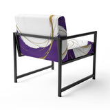 Purple And Gold Abstract Circle Swirl - Upholstered Accent Chair