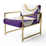 Purple And Gold Abstract Circle Swirl - Upholstered Accent Chair