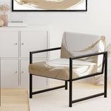 Cream And Gold Abstract Circle Swirl - Upholstered Accent Chair