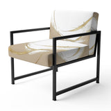 Cream And Gold Abstract Circle Swirl - Upholstered Accent Chair