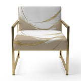 Cream And Gold Abstract Circle Swirl - Upholstered Accent Chair