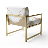 Cream And Gold Abstract Circle Swirl - Upholstered Accent Chair