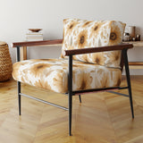 Golden Watercolor Sunflower Blooms - Upholstered Accent Chair