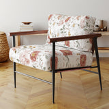 Blush And White Watercolor Garden Florals - Upholstered Accent Chair