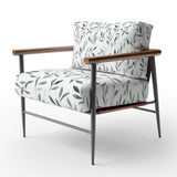 Green Eucalyptus Leaves On White - Upholstered Accent Chair