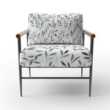 Green Eucalyptus Leaves On White - Upholstered Accent Chair