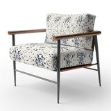 Navy Ink Splatter On Cream - Upholstered Accent Chair