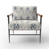 Navy Ink Splatter On Cream - Upholstered Accent Chair