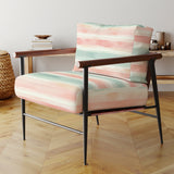 Pastel Mint And Peach Watercolor Stripes - Upholstered Accent Chair