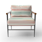Pastel Mint And Peach Watercolor Stripes - Upholstered Accent Chair