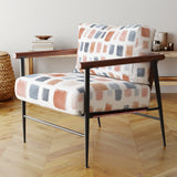 Terracotta And Slate Brushstroke Grid - Upholstered Accent Chair