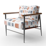 Terracotta And Slate Brushstroke Grid - Upholstered Accent Chair